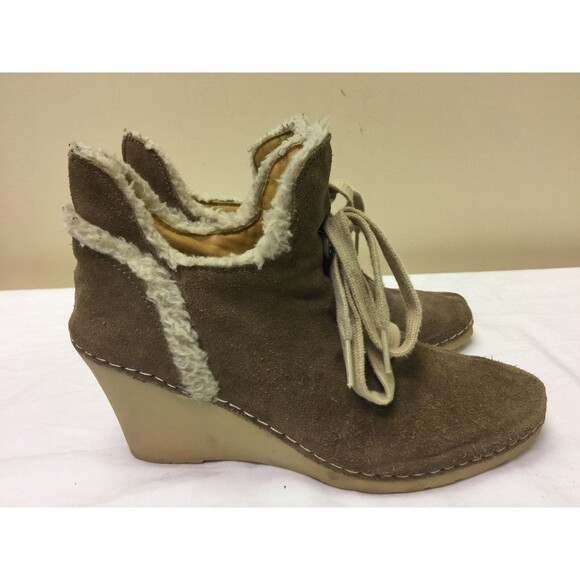 Bettye Muller Women wedged brown suede Lace Up Wedge Bootie size EUR 37 - Picture 1 of 10